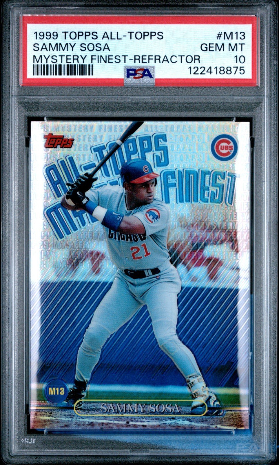 1999 TOPPS ALL-TOPPS MYSTERY FINEST M13 SAMMY SOSA REFRACTOR PSA 10 GEM