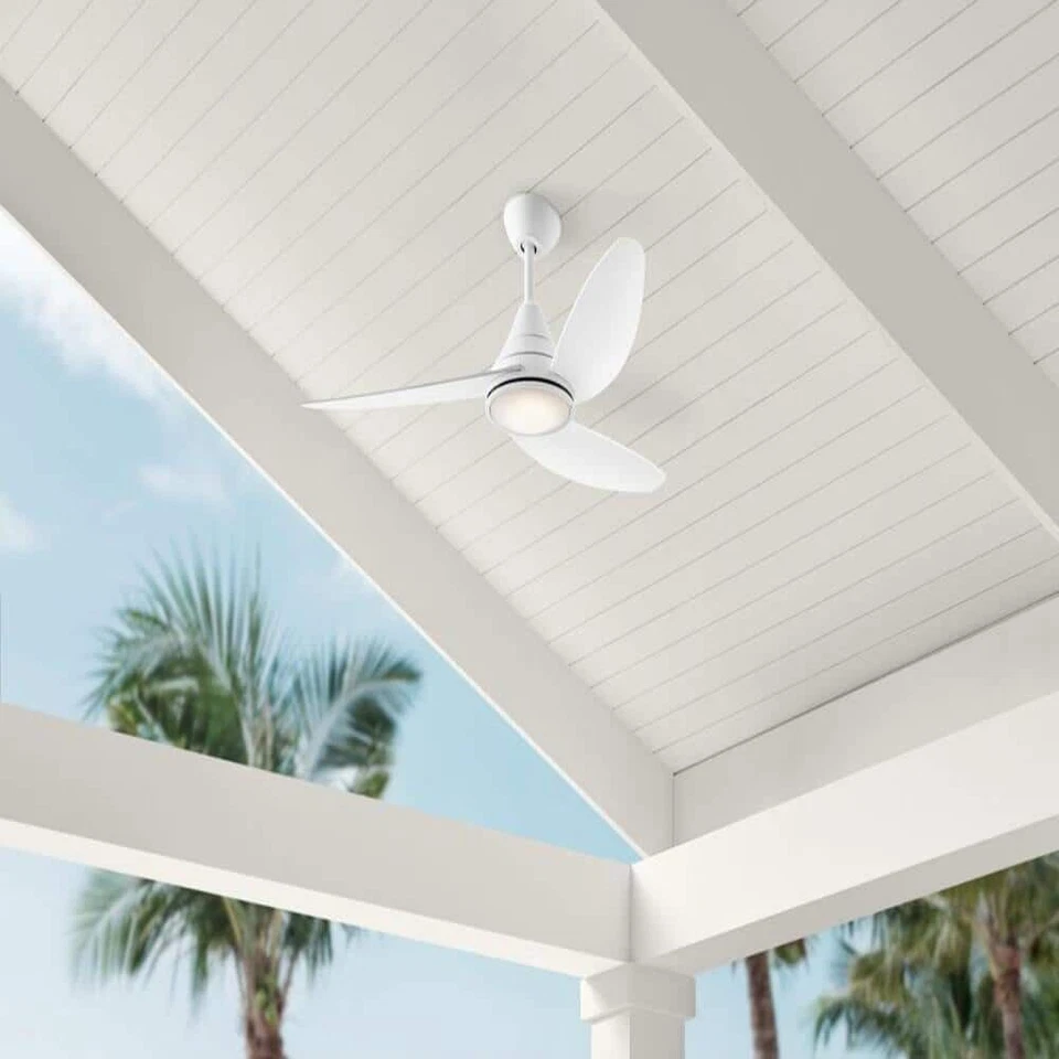 Hampton Bay Brigo 48" Matte White Indoor Outdoor Ceiling Fan LED Light Remote - Image 2 of 4