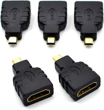 5 Packs Micro HDMI to HDMI Type D Male to HDMI Female Coupler Connector for Micr