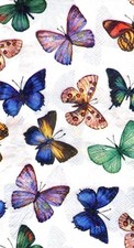  2 Paper Guest/Buffet Napkins for Decoupage/Mixed Media - Colorful Butterflies