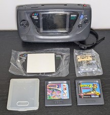 Sega Game Gear Console for Parts Or Repair w/ 2 Games, Replacement Caps & Glass