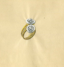 Anello con diamanti gioielli originali Art Deco disegno vintage