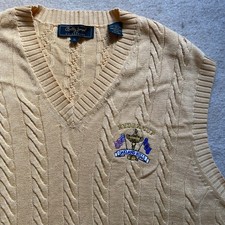 Bobby Jones Knit V-neck Vest Ryder Cup Oakland Hills Yellow Size XL Cable Knit