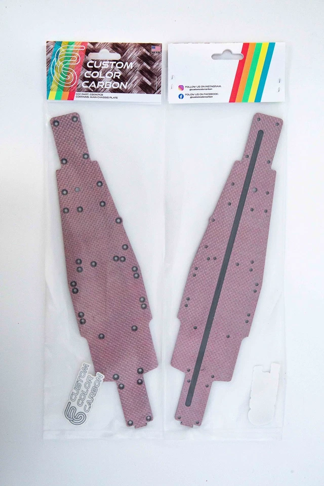 Light Red Custom Color Carbon Fiber Main Chassis Kit For Kyosho Optima Mid - Image 2 of 4