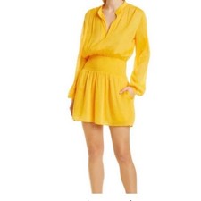 Rag & Bone Yellow Smocked Waist Mini Dress Lo...