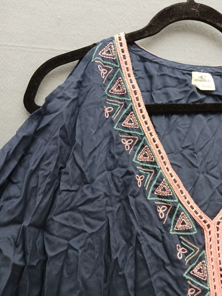 O'Neill Women Beach Cover-Up Size S Navy Geometric Embroidered Tunic - Image 4 of 4