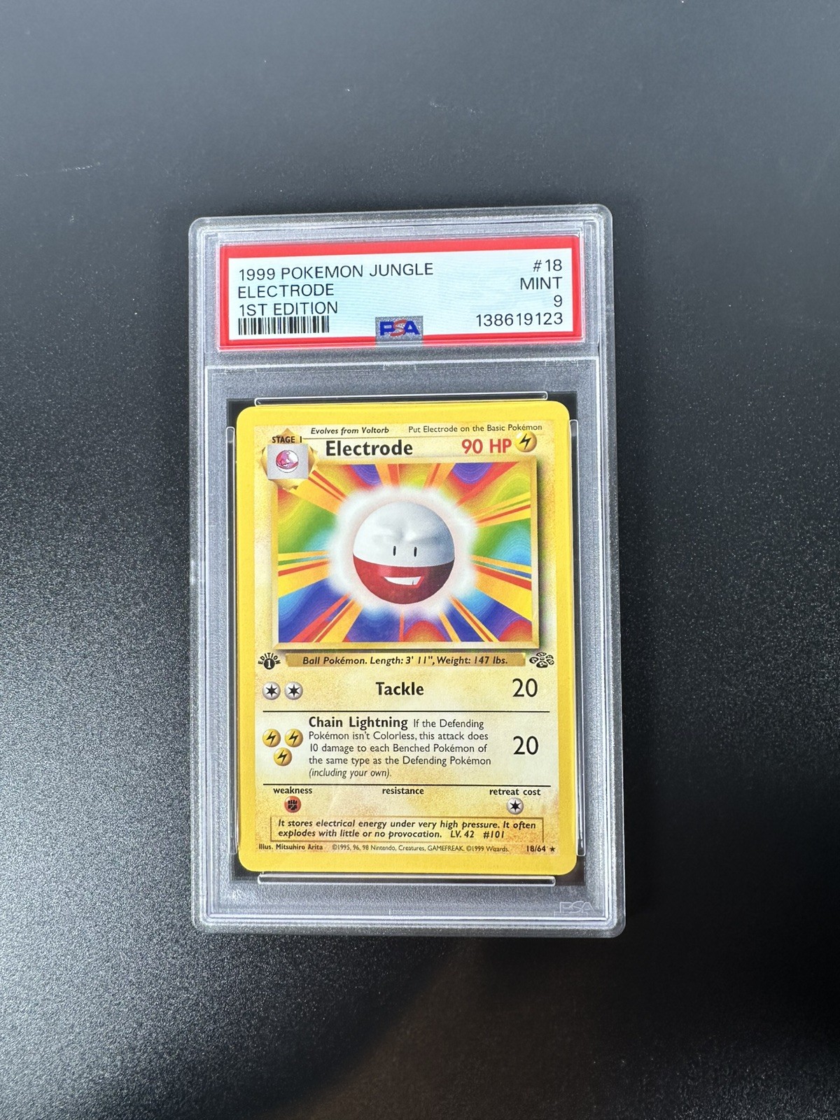 1999 Pokémon Jungle Electrode 1st Edition #18 — PSA MINT GRADE #9