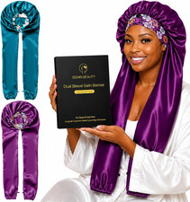 Satin Hair Bonnet for Sleeping Women: Dual Sleeve 2 in 1 Long Hair Protector ant