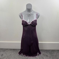 Y2K vintage Dolce & Gabbana mesh chemise night dress sheer purple frill bow 