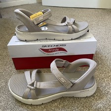 Image of Skechers Go Walk Flex Sublime Sandals Women UK 6 Beige Goga Mat Brand New