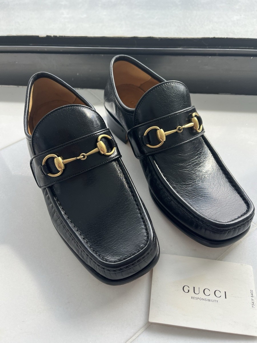 Gucci Black and Gold Loafers with Horsebit Hardware Men display picture 3
