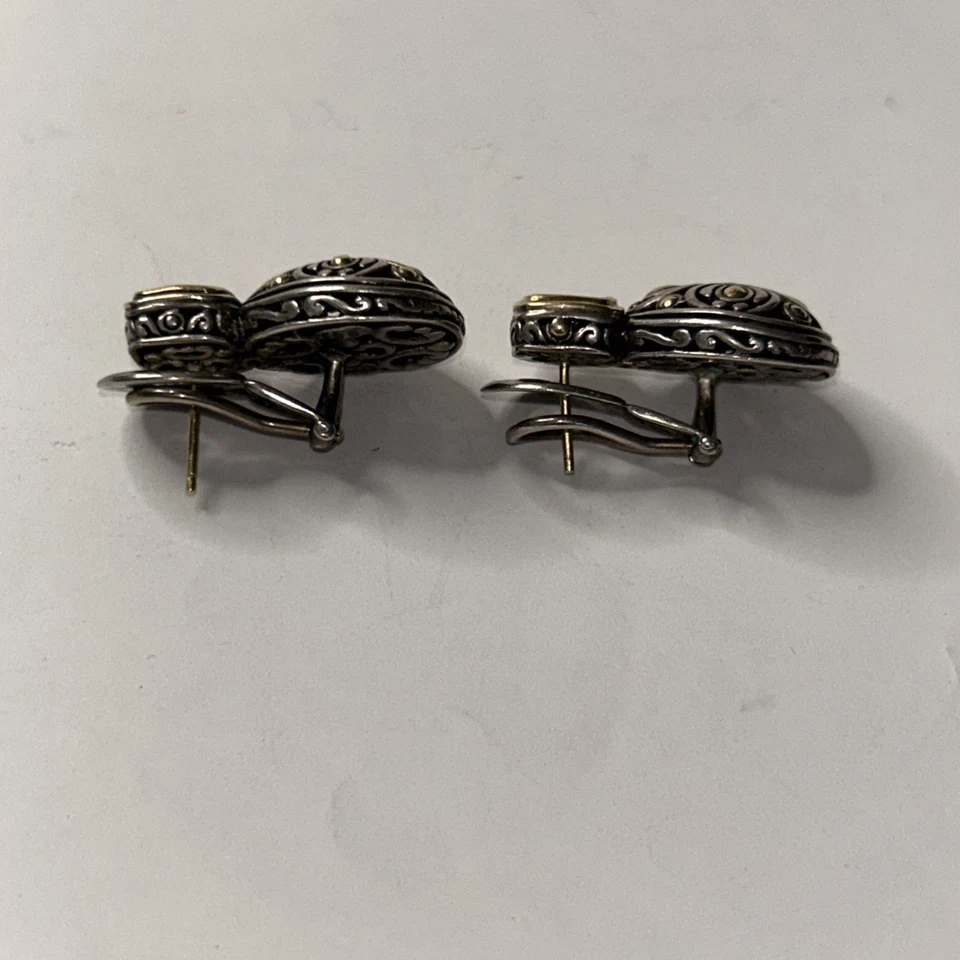 Pendientes traseros Omega John Hardy Batu Sari oro 18K y plata 925 amatista púrpura Foto 2 de 4