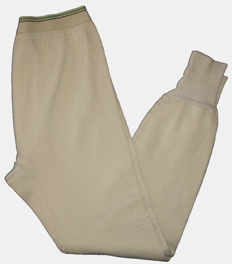 Vintage 70s HANES White Green Tag Thermal Base Layer Waffle Knit Pants M 34/36