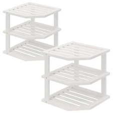 3 Tier Bamboo Corner Shelf(2 Pack),Dish Drying Rack,Plate Organizer,Kitchen S...