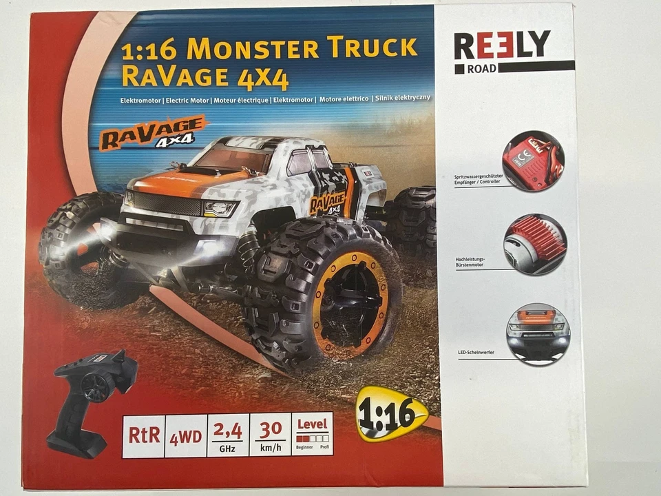 Reely Ravage 4x4 1 16 Monster Truck Elektro RC Auto 30 km h RTR 4WD - Bild 2 von 4