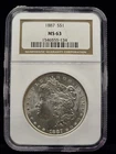 1887 Morgan Silver Dollar MS 63 NGC $1 Coin -Slab glue Run. See Pics/Description