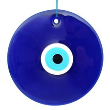 10" Glass Blue Evil Eye Wall Hanging Ornament - Evil Eye Decor - Turkish Hand...