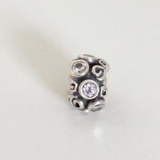 Pandora 925 ALE Sterling Silver Clear CZ Primrose Path Retired Bead Charm