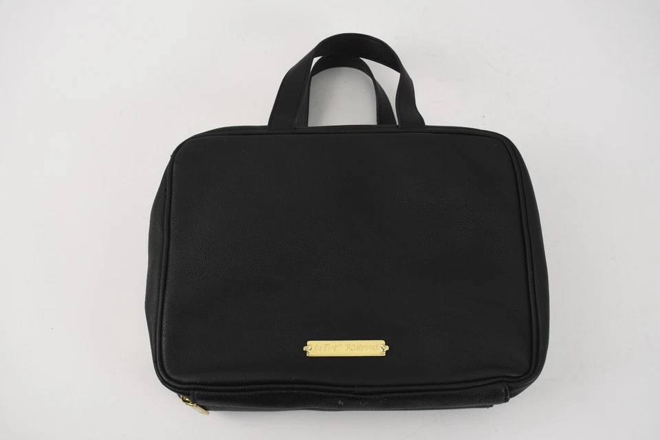 Betsey Johnson Black Kitty Cat Cosmetic Travel Bag Rhinestone Ear Nose Gold Face - Image 2 of 4