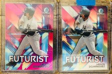 JASSON DOMINGUEZ 2021 Bowman Chrome Futurist Mojo PINK SP /199 + Base (Lot of 2)