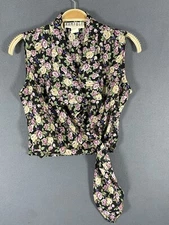 Vintage Rampage Women Wrap Top Small Floral Tie On Side 90s Romantic Fairy Y2K