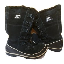 SOREL Size 8 Tivoli High II Leather Fur NL 2093-010 Black Snow Boots Women’s 