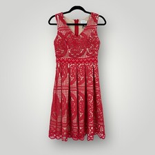 HD in Paris Dress Anthropologie Women 0 Amira Coral Lace Beige Lined Sleeveless