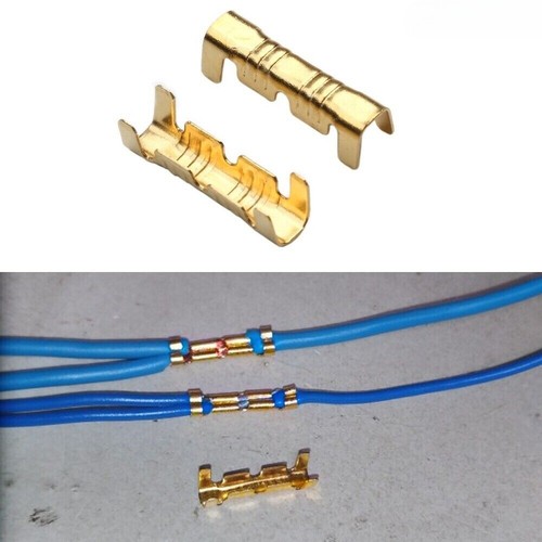 200x Crimp Kabelverbinder Klemme unisoliert blank Messing Stoßverbinder Auto Car - Bild 9 von 16