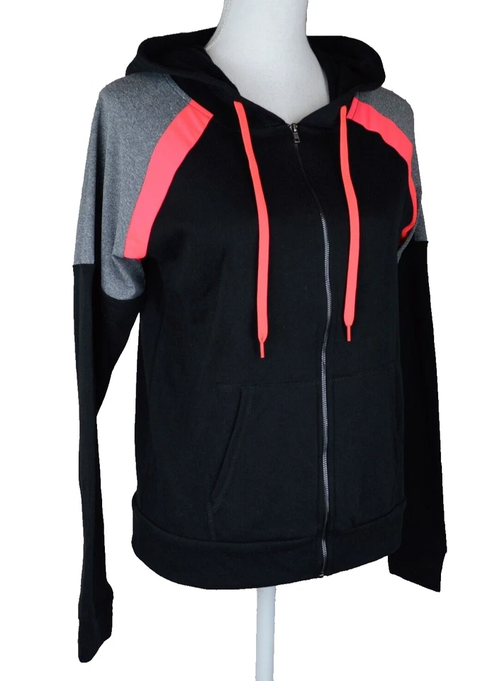 Chaqueta con Capucha Energie Active Junior Bloqueo de Color Top Cremallera Atletismo Negra XS Foto 2 de 4