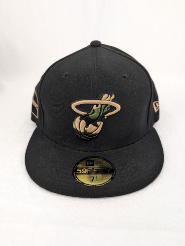 NEW ERA 59FIFTY 5950 FITTED HAT MIAMI HEAT HWC SIDE PATCH CAP 7-1/4 CAMO BLACK