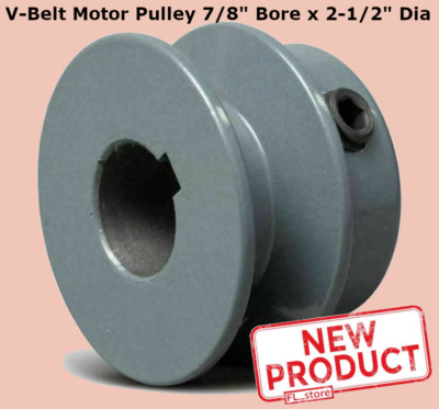 V-Belt Motor Pulley 7/8'' Bore x 2-1/2'' Dia Solid Cast Iron Set Screw Fixed Bore