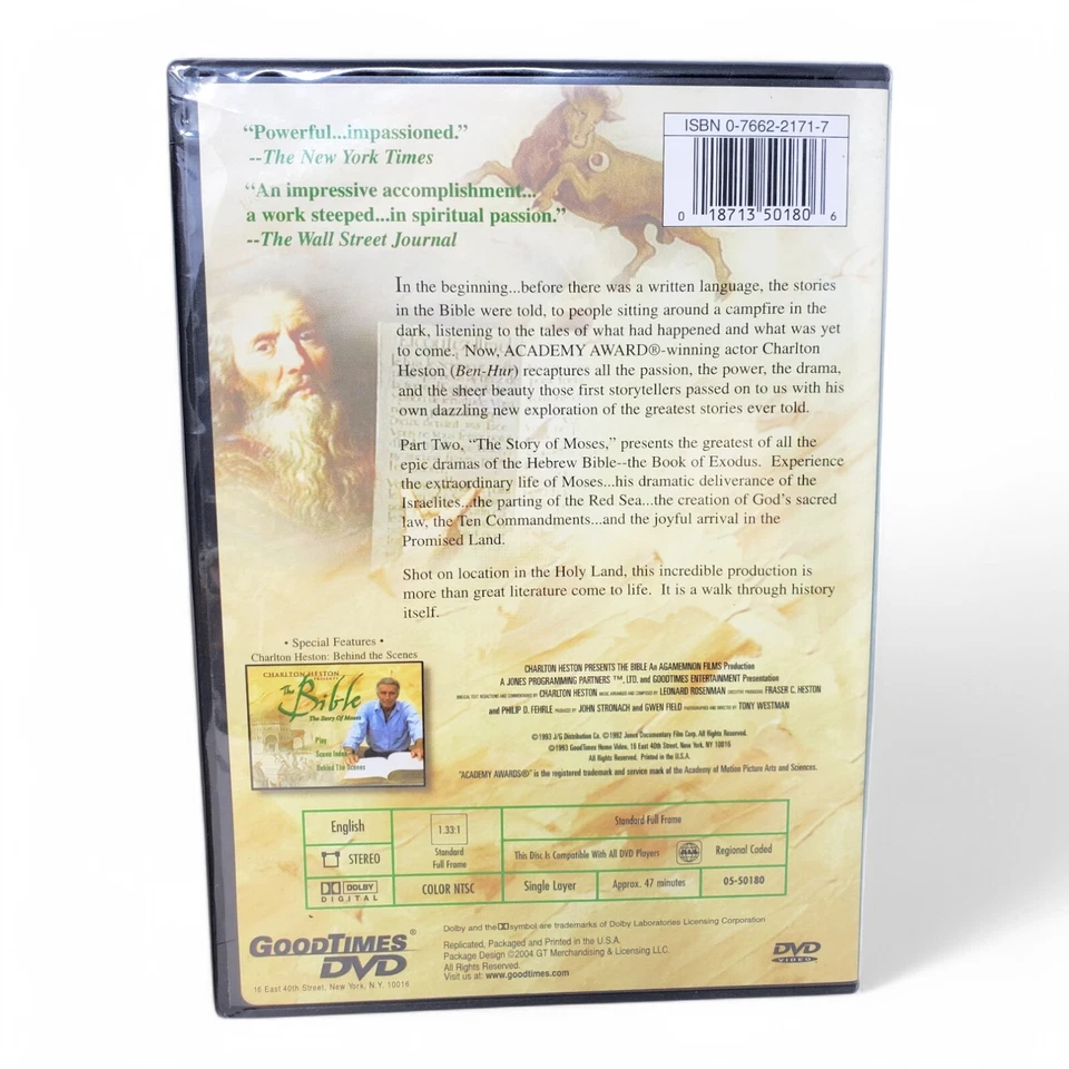 Charlton Heston Presents The Bible Jesus Of Nazareth The Passion Moses DVD Lot - Image 4 of 4