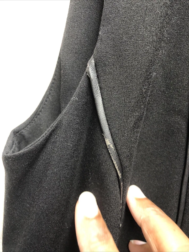 Calvin Klein Womens Panel Dress Size 4 Black Faux Leather Trimming Sleeveless - Image 4 of 4