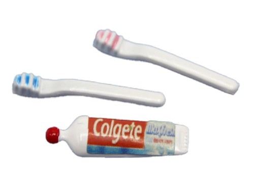 Dollhouse 2 Toothbrushes and Toothpaste Miniature Bathroom Accessory ...