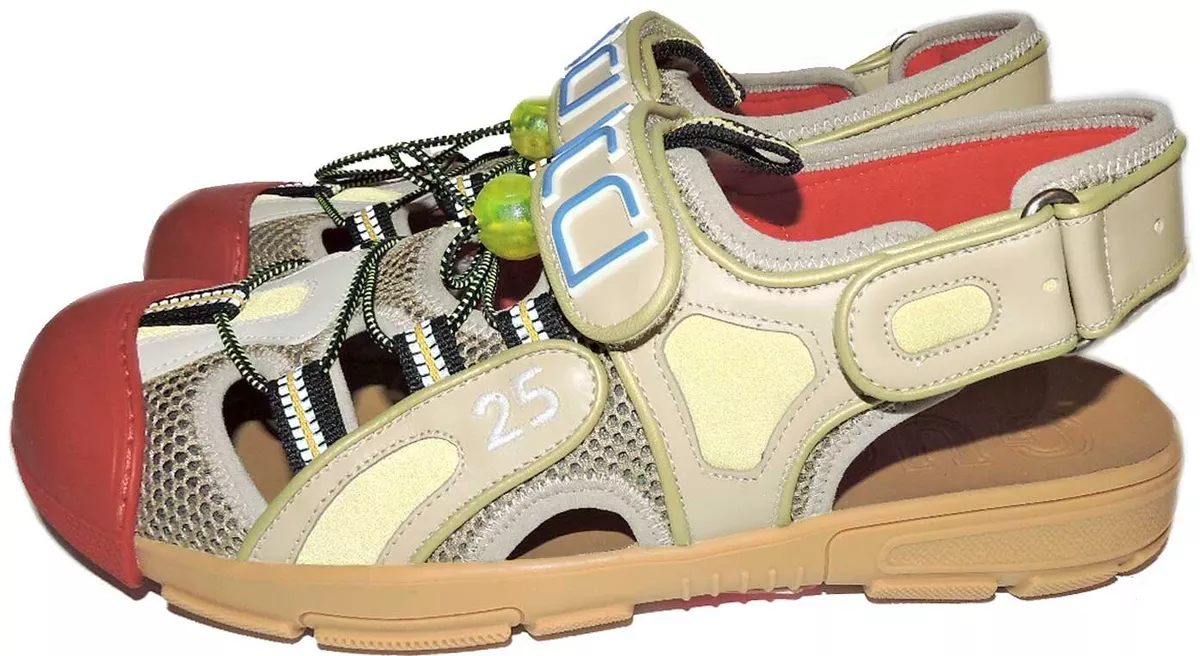 GUCCI Sport Sandals Wedge Tinsel Athletic Summer Shoes Sand Flashtrek 6.5G 7.5