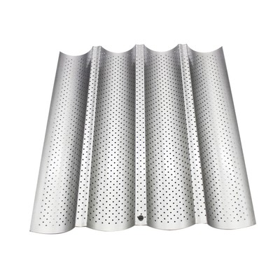  Non-Stick Bread Pan Perforated Baguette Wellenbackschale Rack Bäcker