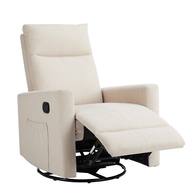 Rocking Swivel Sofa Lounge Chair Soft Cushion Seat and Footstool for Living Room