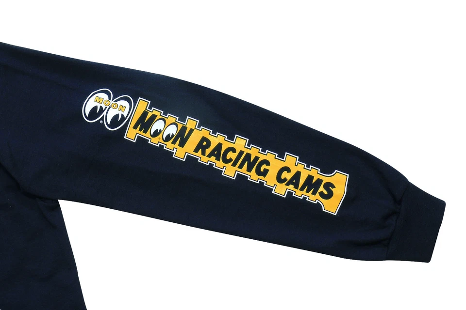 Men's Mooneyes Moon Equipped Black Long Sleeve T-Shirt Racing Cams TM112BK - Image 3 of 4