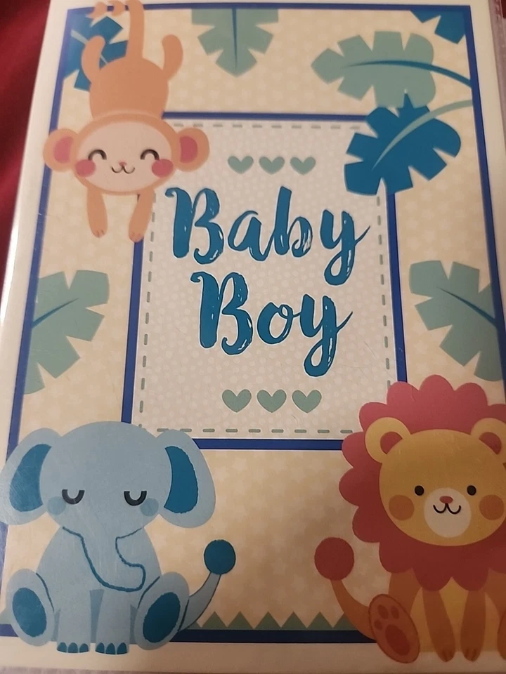 Álbum de fotos K&Company bebé niño 4x6 36 con elefante azul naranja león y mono  Foto 3 de 4