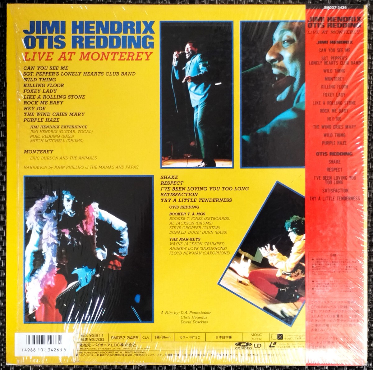 JIMI HENDRIX OTIS REDDING Laserdisc Live at Monterey JAPAN LD OBI