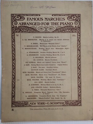 Wedding March Richard Wagner Vintage Sheet Music