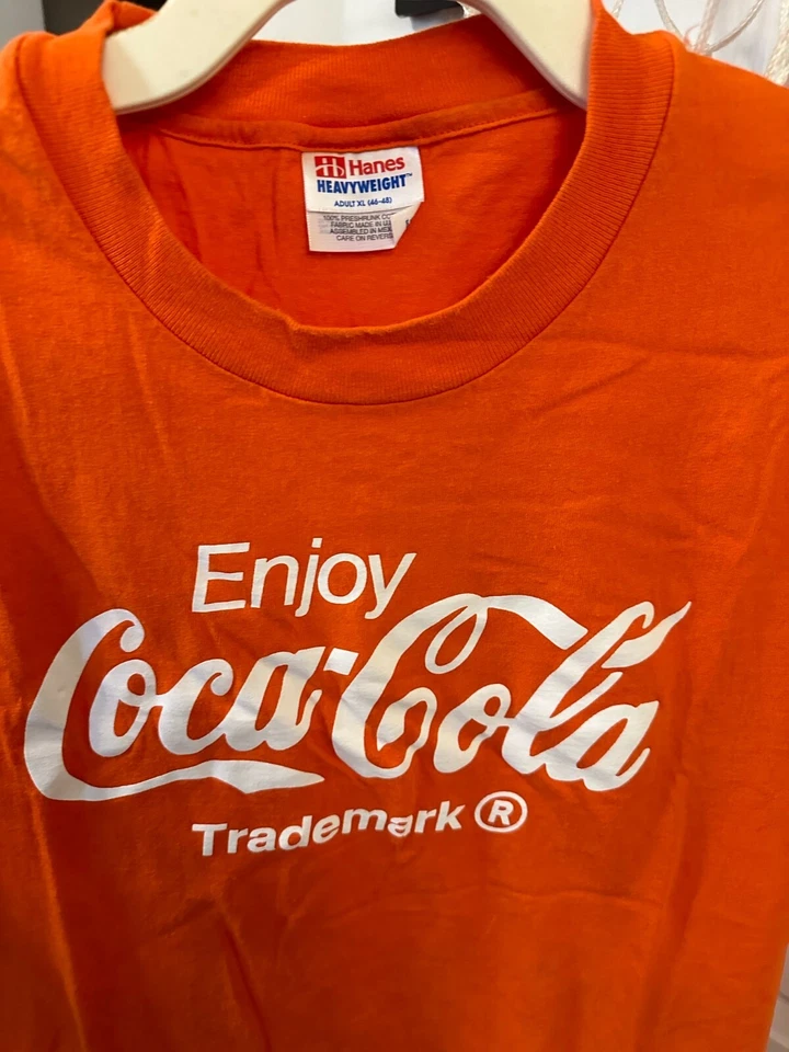 Coca Cola Coke XL Camiseta naranja vintage para hombre USA Foto 2 de 3