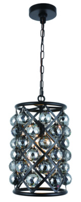 Silver Gray Crystal Pendant Chandelier Matte Black Kitchen Island Light Fixture