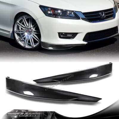 For 13-15 Honda Accord 4DR HFP-Style Carbon Style Front Bumper Splitter Lip 2pc