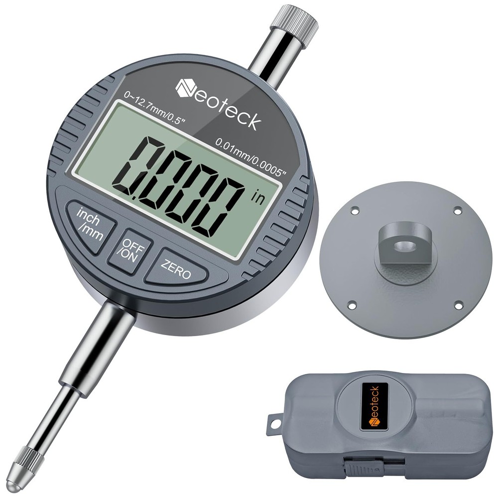 Neoteck DTI Digital Dial Indicator 0.01mm/0.0005 inch Digital Probe Indicator...