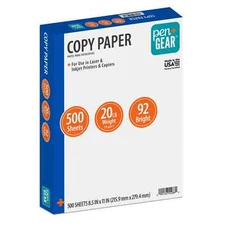 Pen+Gear Copy Paper, 8.5" x 11", 92 Bright, 20 lb., 1 Ream (500 Sheets)