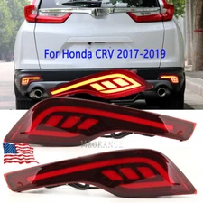 Red LED Rear Bumper Reflector Brake Tail Fog Light Lamp For Honda CRV 2017-2021
