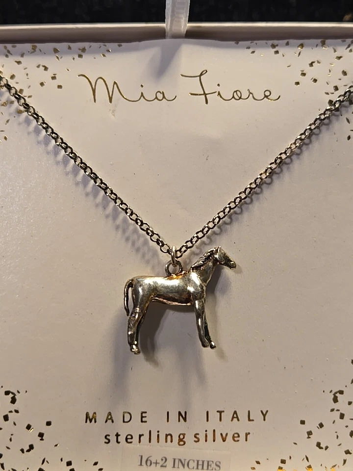 "Nuevo colgante y collar auténtico Mia Fiore de plata esterlina CABALLO 16+2"" NUEVO EN CAJA" Foto 4 de 4