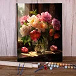 Fiori di peonia fai da te pittura con numeri confezione dipinti ad olio - Foto 4 di 13