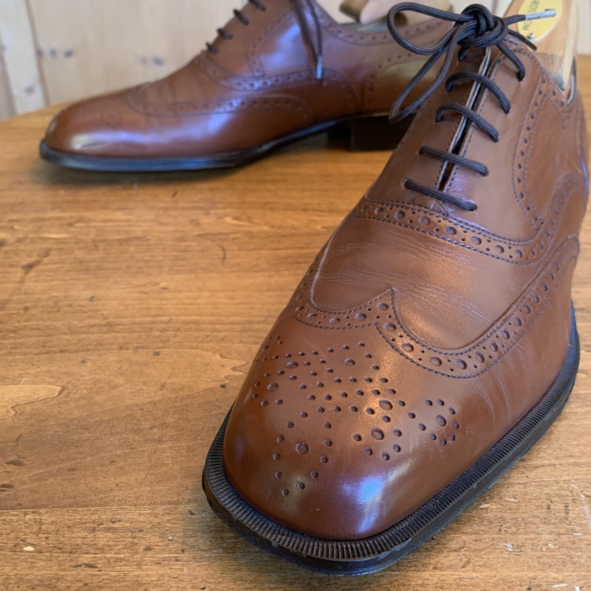 Bally Tan Leather Wingtip Derby Shoes 11.5 BALLY main image 2